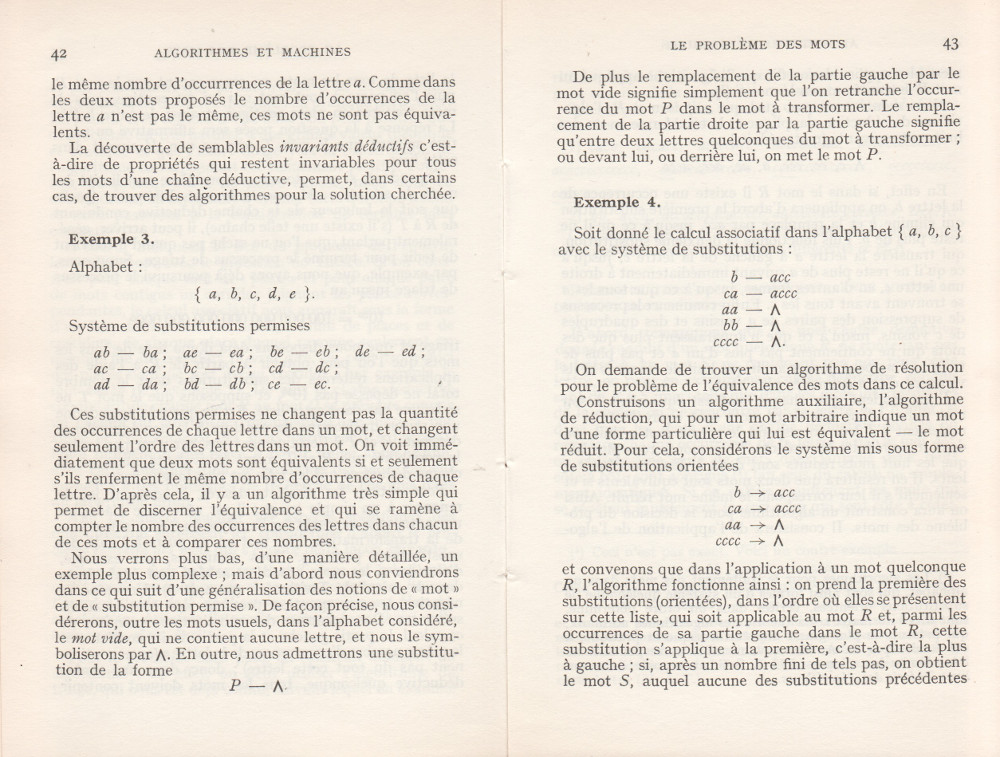 extrait du livre algorithmes et machines à calculer de Trahtenbrot chapitre sur le problème des mots image4